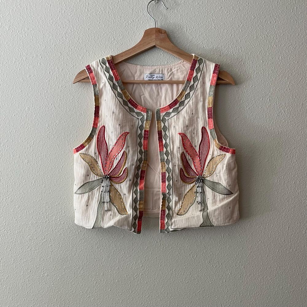 Boho Embroidered Vest fairy cottage coastal cowgirl festival | size M/L - Picture 8 of 11